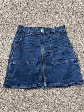 Madewell Women’s 25 High-Rise Dark Blue Denim Mini Skirt with Front Zip EUC